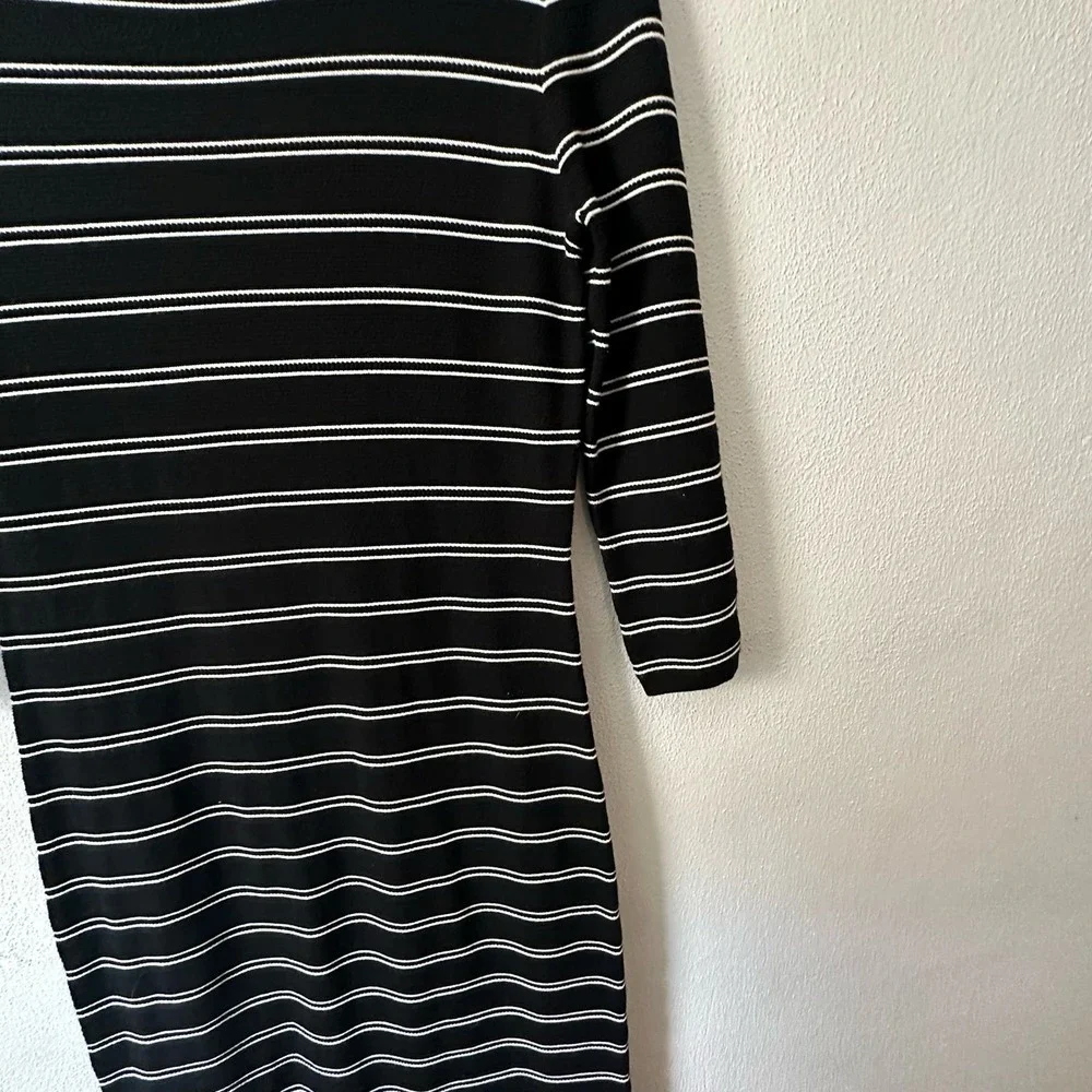 Theory Delissa B Prosecco Striped Midi Dress, Black/White - Picture 5 of 6